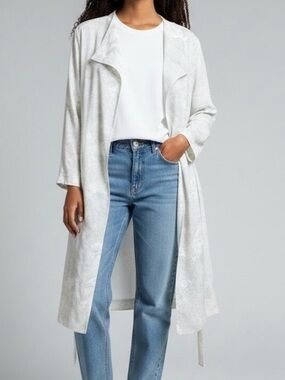 Aritzia Babaton Quincey Open Front Draped Duster Jacket Cardigan Gray Space S